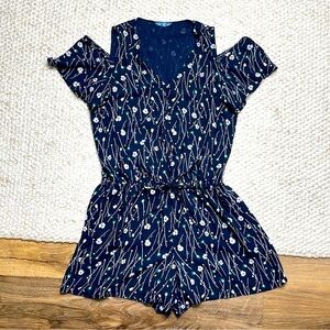 Like New! Floral Navy Romper
